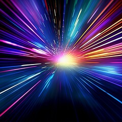 Light speed, hyperspace, space warp background. colorful streaks of light gathering towards the event horizon. generated by AI.
