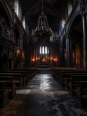 Obraz premium Dark and Creepy Medieval Church