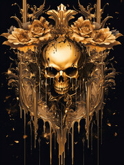 Skull and Roses as Black And Gold Fusion
