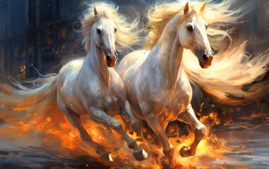 Obraz na płótnie Canvas White Wild Horses