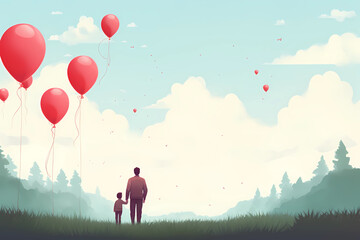 Happy father's day, banner, Father with little child. Love and relationship between Dad and kid.Generative AI.