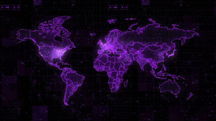 Obraz premium Digital World Map 3d render