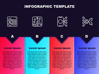 Set line Computer api interface, Neural network, and . Business infographic template. Vector