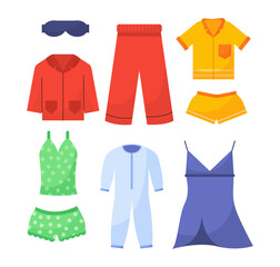 Set of various pajamas concept