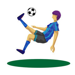 Vector Illustration in Simple Flat Design Style of a Football Player