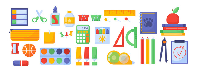 Set of study school supplies