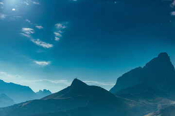 Obraz premium Mountains in fog, Dolomite Alps, Italy