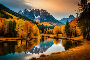 Obraz premium sunset in the mountains generated ai