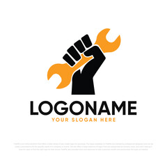 Hand with Wrench Logo Design