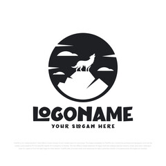 Wolf Top of Hill Logo Design