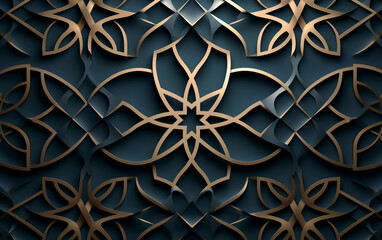 Arabic pattern background. Islamic ornament. Geometric 3d shape. Texture arabian traditional motif - obrazy, fototapety, plakaty