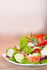 Summer fresh tasty diet salad with vegetables