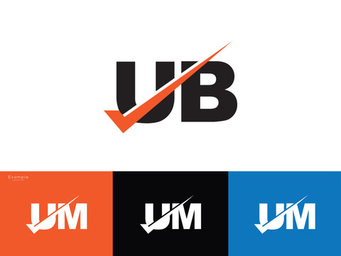 ub bu Logo Icon, Initial ub Checkmark Logo Letter
