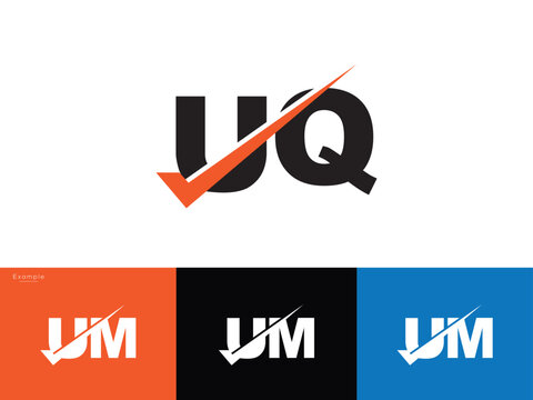 uq qu Logo Icon, Initial uq Checkmark Logo Letter