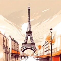 Eiffel tower illustration architecture illustration concept