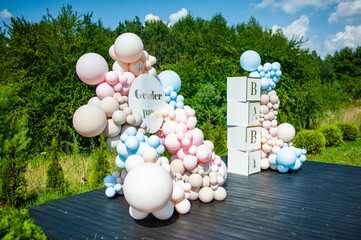 Gender reveal party. Babyshower. Decorations