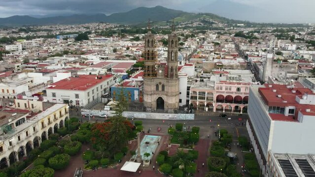 Square and Cathedral in Tepic, Nayarit. Mexico