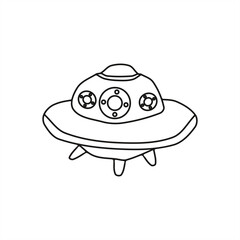 monochrome lineart illustration of unidentified flying object