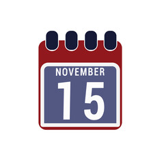 Calendar displaying day 15 ( fifteenth ) of the November - Day 15 of the month. illustration