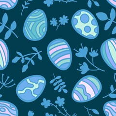 Easter eggs seamless cartoon stripes and polka dots pattern for fabrics and wrapping paper and kids clothes print