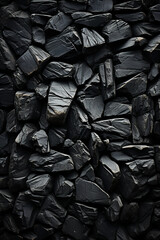 Black stone wall texture background. AI generative