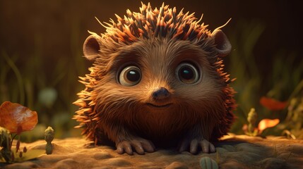 cute baby hedgehog. Created with Generative AI.