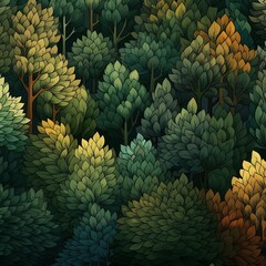 Green forest trees illustration art