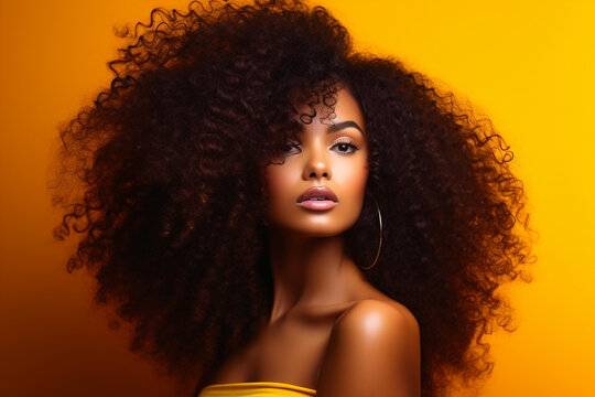 African American woman with curly hair
