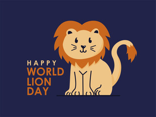 happy world lion day background template vector