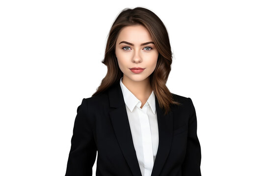 Confident Young Business Woman in Suit - Full-Length Portrait on Transparent Background PNG File for Professional Designs - Generative AI