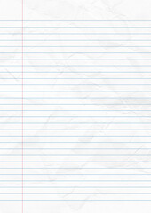Notebook paper background. Lined notebook paper. crumpled paper background