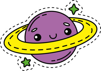 Cute kawaii sticker. Lineal icon with white outline