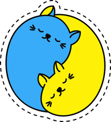 Cute kawaii sticker. Lineal icon with white outline