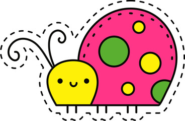Cute kawaii sticker. Lineal icon with white outline