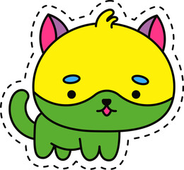 Cute kawaii sticker. Lineal icon with white outline