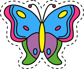 Cute kawaii sticker. Lineal icon with white outline