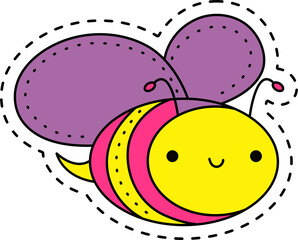 Cute kawaii sticker. Lineal icon with white outline