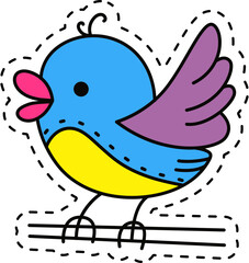 Cute kawaii sticker. Lineal icon with white outline