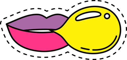 Cute kawaii sticker. Lineal icon with white outline