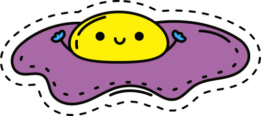 Cute kawaii sticker. Lineal icon with white outline