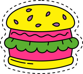 Cute kawaii sticker. Lineal icon with white outline