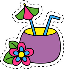 Cute kawaii sticker. Lineal icon with white outline