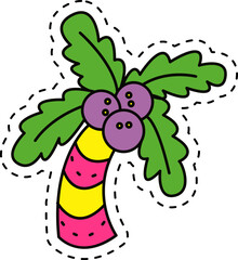 Cute kawaii sticker. Lineal icon with white outline