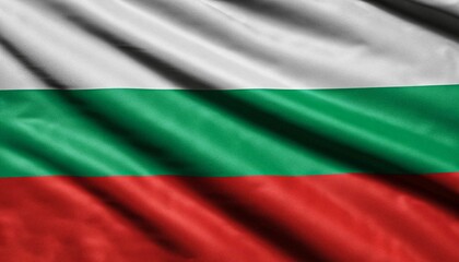 Fototapeta premium Bulgaria flag with juicy colors with pleats with visible satin texture