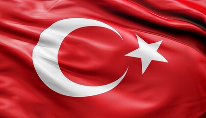 Obraz premium turkish flag with folds with visible satin texture