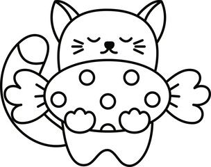 Doodle cute illustration. Kawaii characters for childrens coloring book