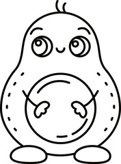 Doodle cute illustration. Kawaii characters for childrens coloring book