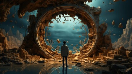 Colorful Conceptual Surreal Wallpaper. Time Passing By. Digital Art Backdrop. Generative AI illustration.