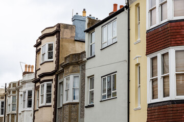 Row of Victorian terraced townhouses in a typical British seaside town