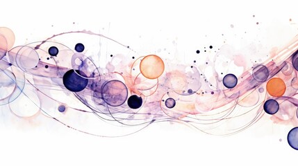 Abstract pattern brush strokes bubbles and stripes, watercolor background